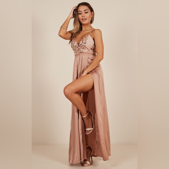 Showpo Prom Formal Sequin Long Dress- dusty rose, size S - Picture 4 of 14